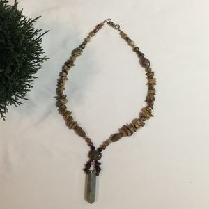 Handcrafted Green Pendant Gemstone Clasp Necklace